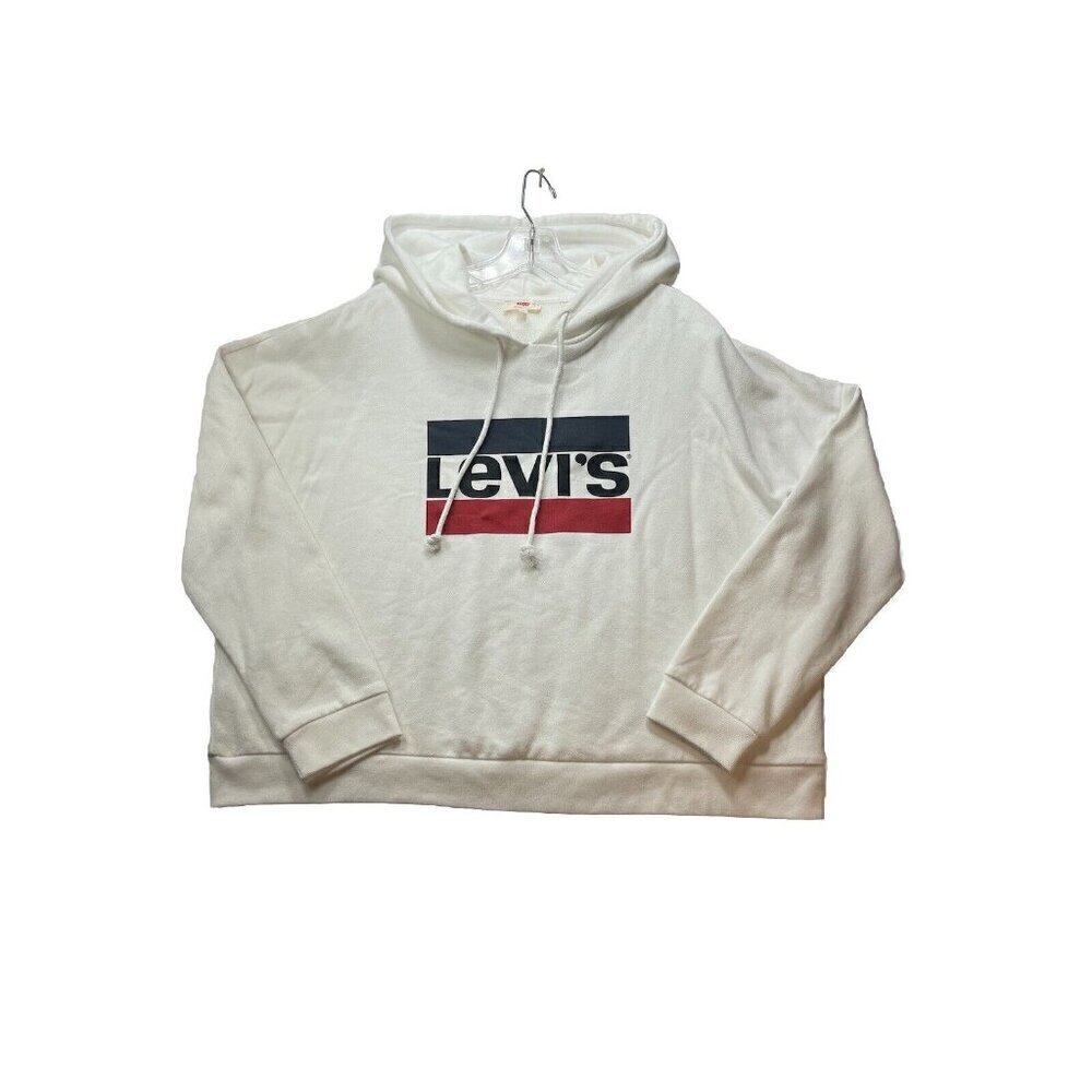 NWT Levi's Hoodie Women's Sz L White Crop Boxy Cozy Lounge Street Everyday Y2K